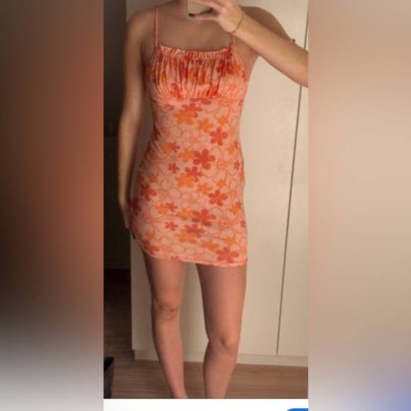 ASOS Hawaiian Summer Beacy Peachy Floral Mini Dress - Size US 4 - Picture 7 of 7